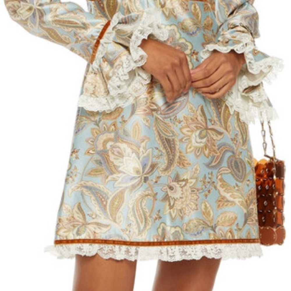 Zimmermann Ladybeetle Ruffled Printed Wool And Silk-blend Mini Dress AU 2 (US 8) - Picture 4 of 6